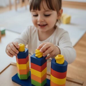 Organik 3D Baskı Renkli Şekil Eşleştirme Oyuncağı – Eğitici Montessori Aktivite Seti